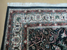 8' X 10' Handmade India Wool Rug Hand Knotted Carpet Floral Organic Dyes Black - Jewel Rugs