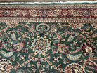 Indo Mahal Rug 9x12, Green and Red Hand Knotted Wool Oriental Carpet, Allover Floral Vintage Carpet, 9 x 12 Traditional Area Rug Handmade - Jewel Rugs