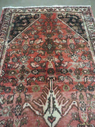 3' 8" X 10' 2" Antique Handmade India Floral Wool Runner Rusted Red Rug # 132 - Jewel Rugs