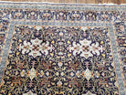 Antique Persian Kashan Rug, Midnight Blue & Ivory, Hand-Knotted, Wool, 4' 8" x 7' 4", Pair B - Jewel Rugs