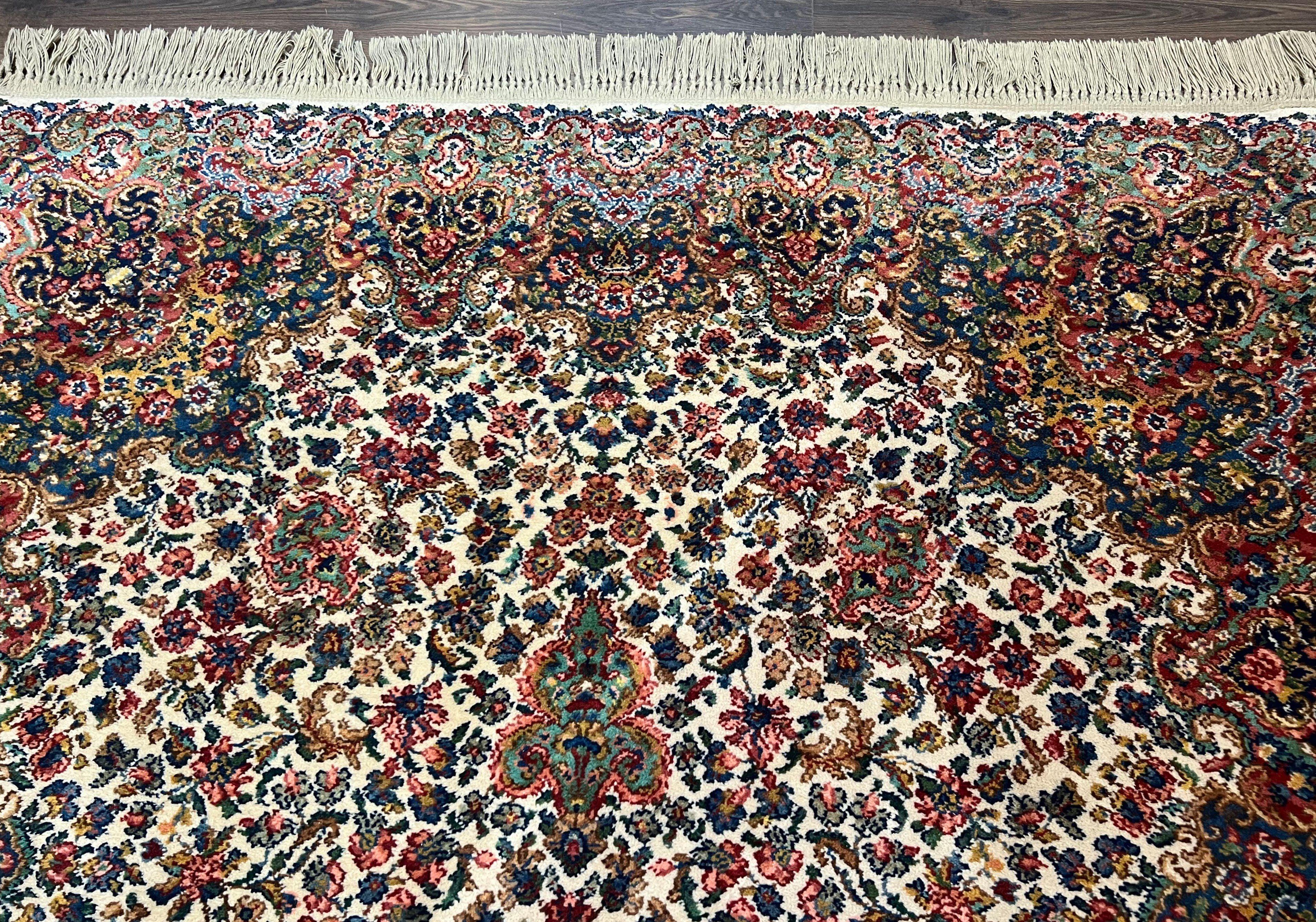 Karastan Floral Kirman Rug #742, Wool Karastan Carpet 5.9 x 9, Original Collection 700 Series, Vintage Discontinued Oriental Area Rug 6x9 - Jewel Rugs