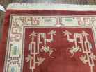 Vintage Chinese Area Rug 4x6, Hand-Knotted, Dark Red & Beige Chinese Asian Oriental Carpet, 3'6" x 5'7", Chinese Vases - Jewel Rugs