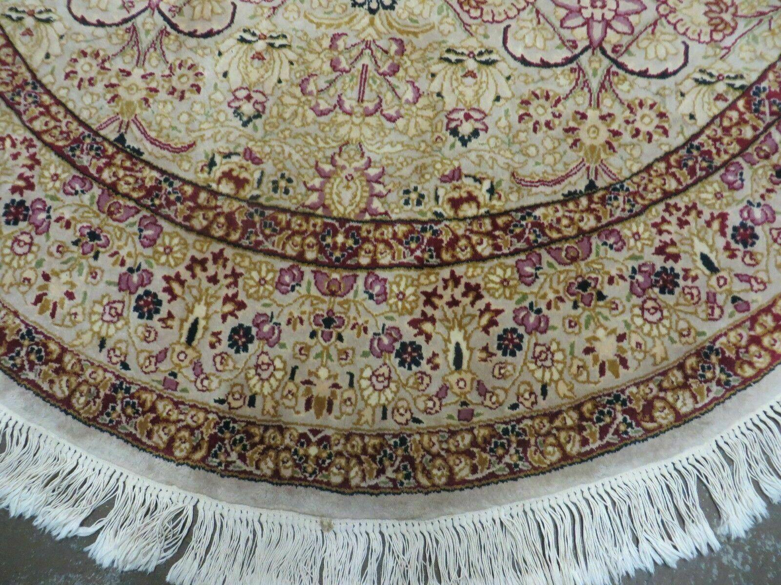 6' Handmade Fine Indian Wool Rug Carpet Round Silk Accent Beauty - Jewel Rugs