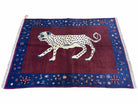 5 X 7 Handmade Zagros Wool Rug Snow White Panther Maroon Blue Organic Dyes - Jewel Rugs