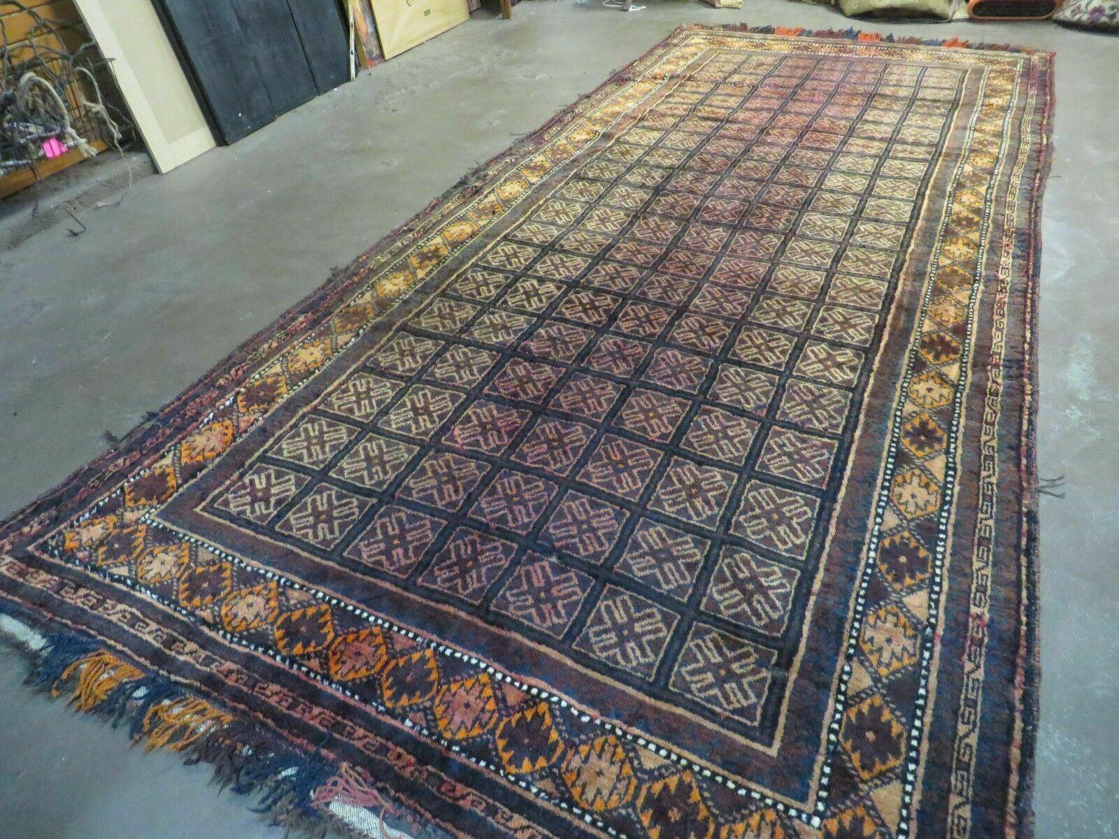 5'6" X 13' Antique Handmade Afghan Balouch Wool Rug Tribal Veg Dye Kalegy Nice - Jewel Rugs