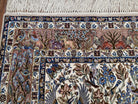 Persian Isfahan Rug, Animal Pictorials, Fine & Highly Detailed, Kork Wool on Silk Foundation, Hand-Knotted, Ivory, 3'7" x 5'6" - Jewel Rugs