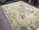 Chinese Art Deco Rug 9x12, Antique Nichols Carpet 9 x 12 ft, Peking Rug, Large Asian Oriental Room Sized Rug, Semi Open Field, Wool Handmade - Jewel Rugs