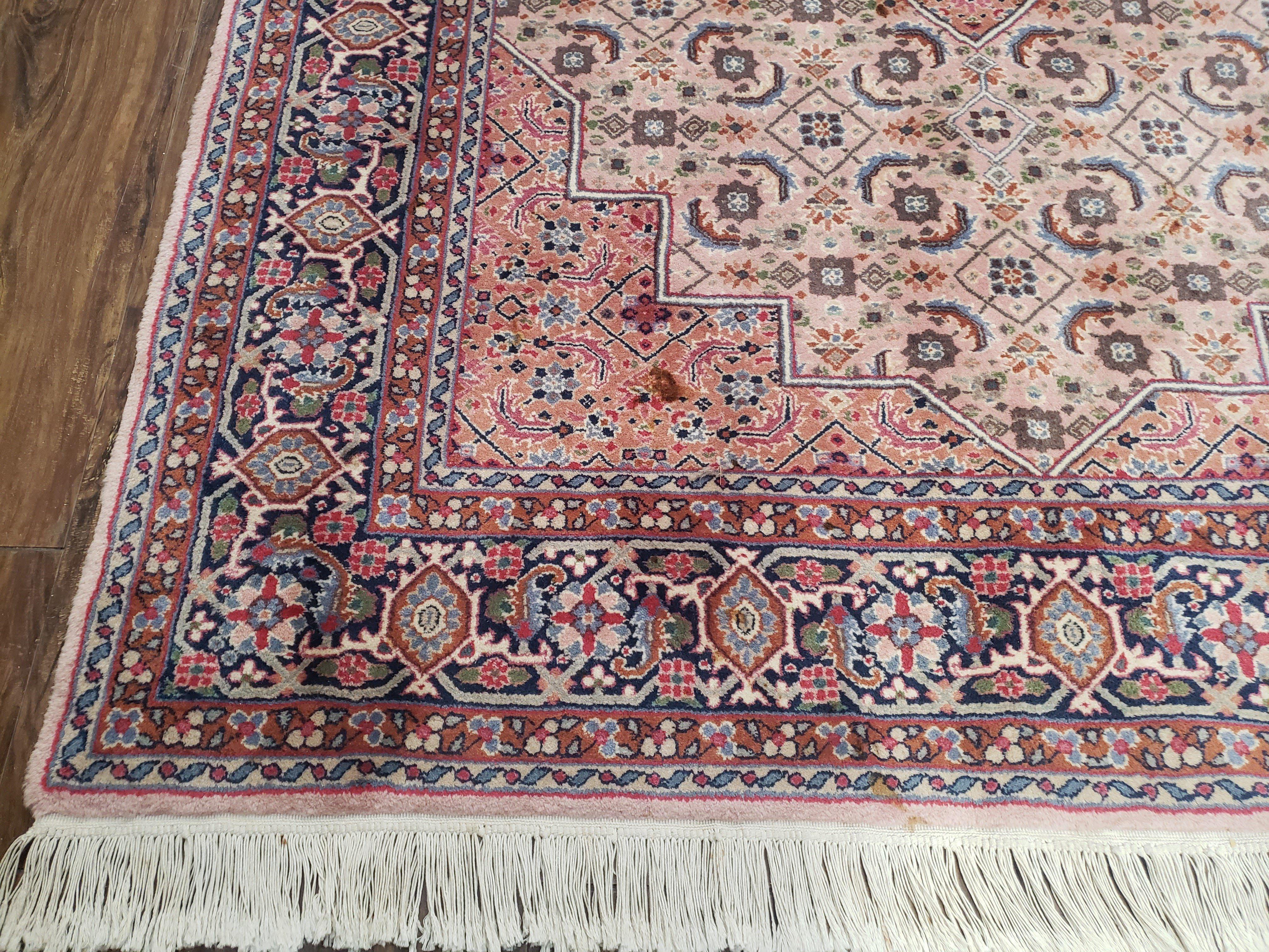 Indo Persian Rug 5x8, Light Pink Indian Carpet, Handmade Vintage 1960s Rug, Wool Fine Oriental Rug, Allover Traditional Rug, Hand-Knotted - Jewel Rugs