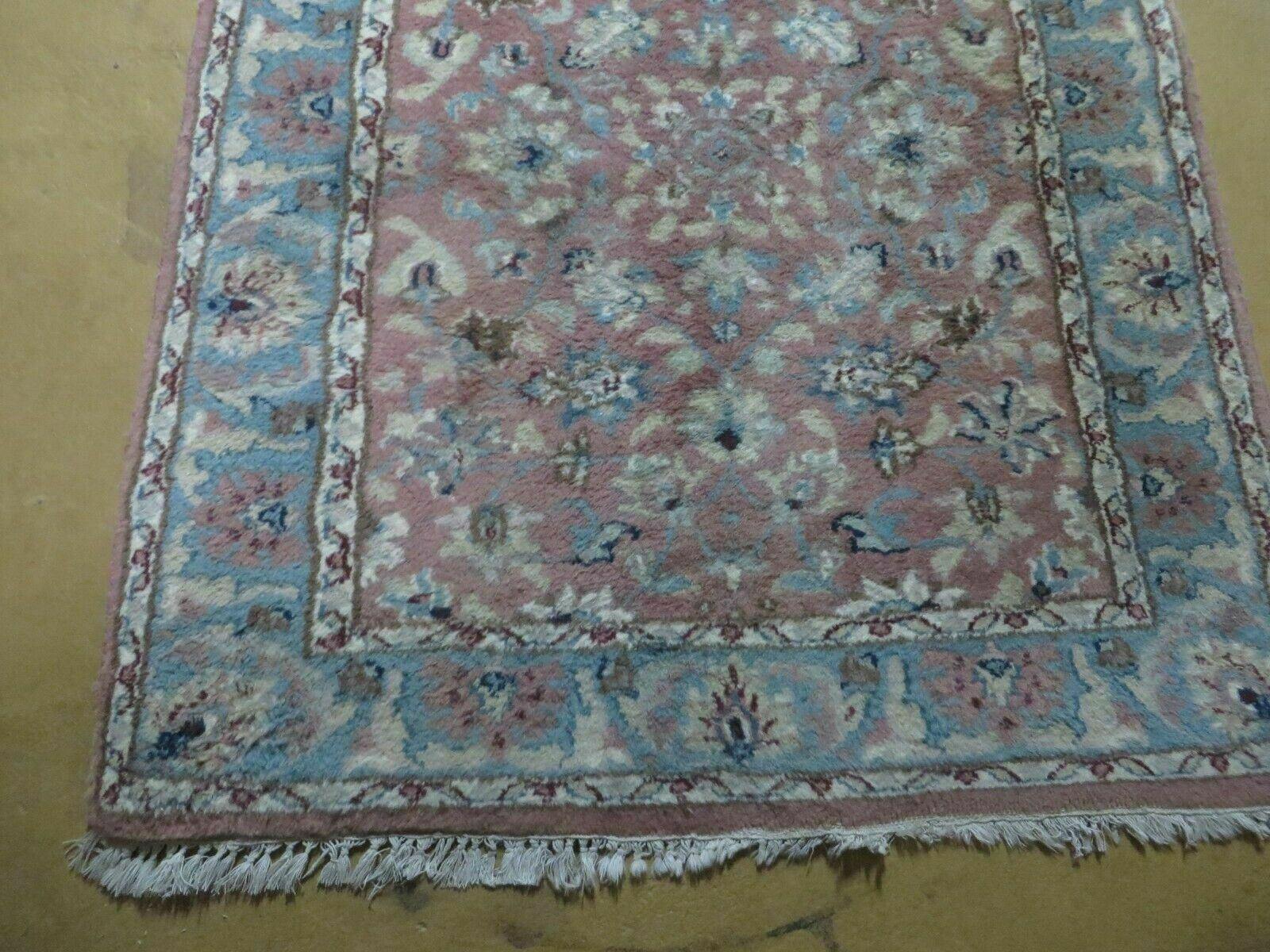 2' 8" X 12' Vintage Handmade India Floral Wool Runner Rug Nice - Jewel Rugs