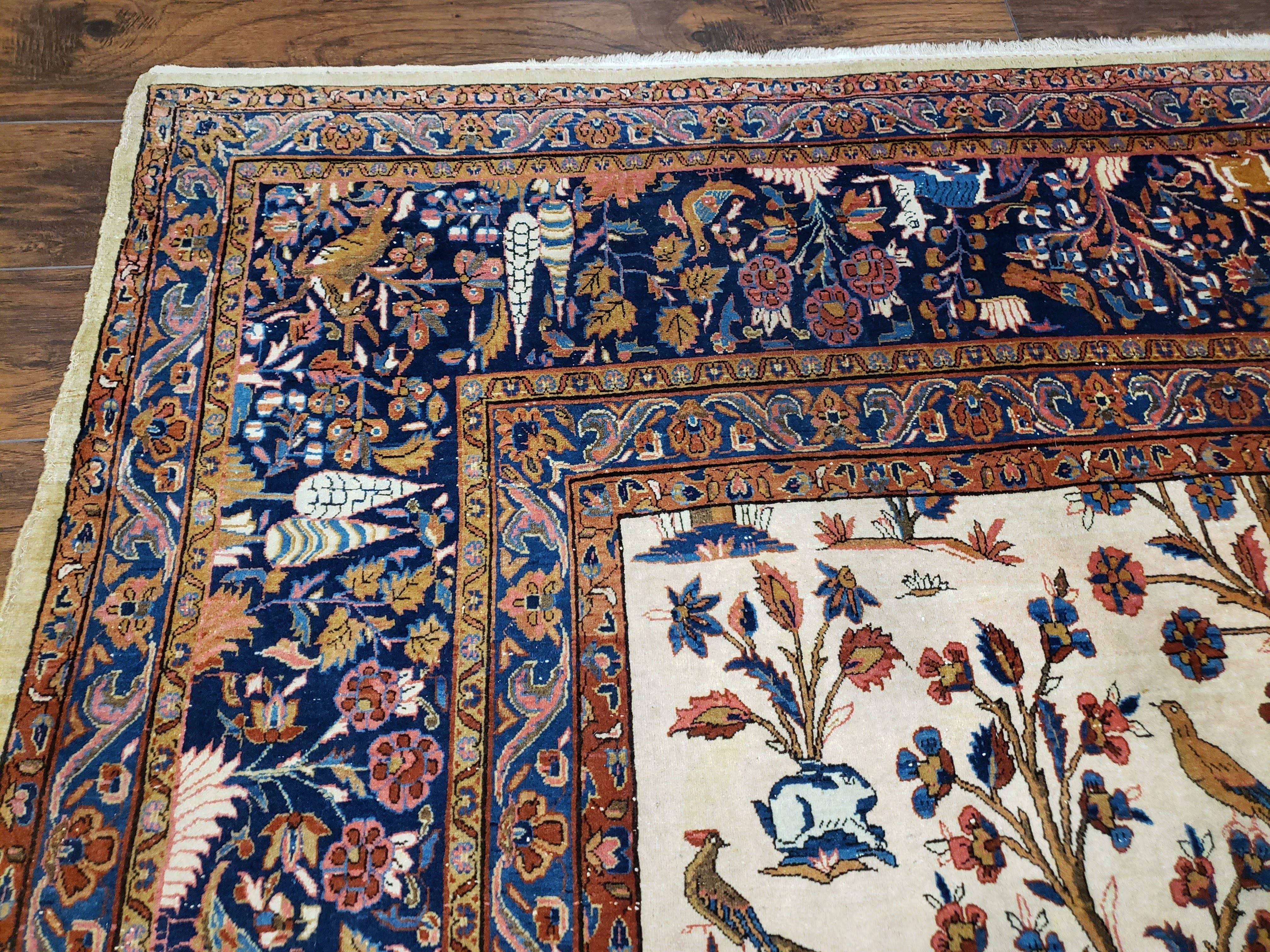 Antique Persian Kashan Tree of Life Rug 10x13 - Jewel Rugs