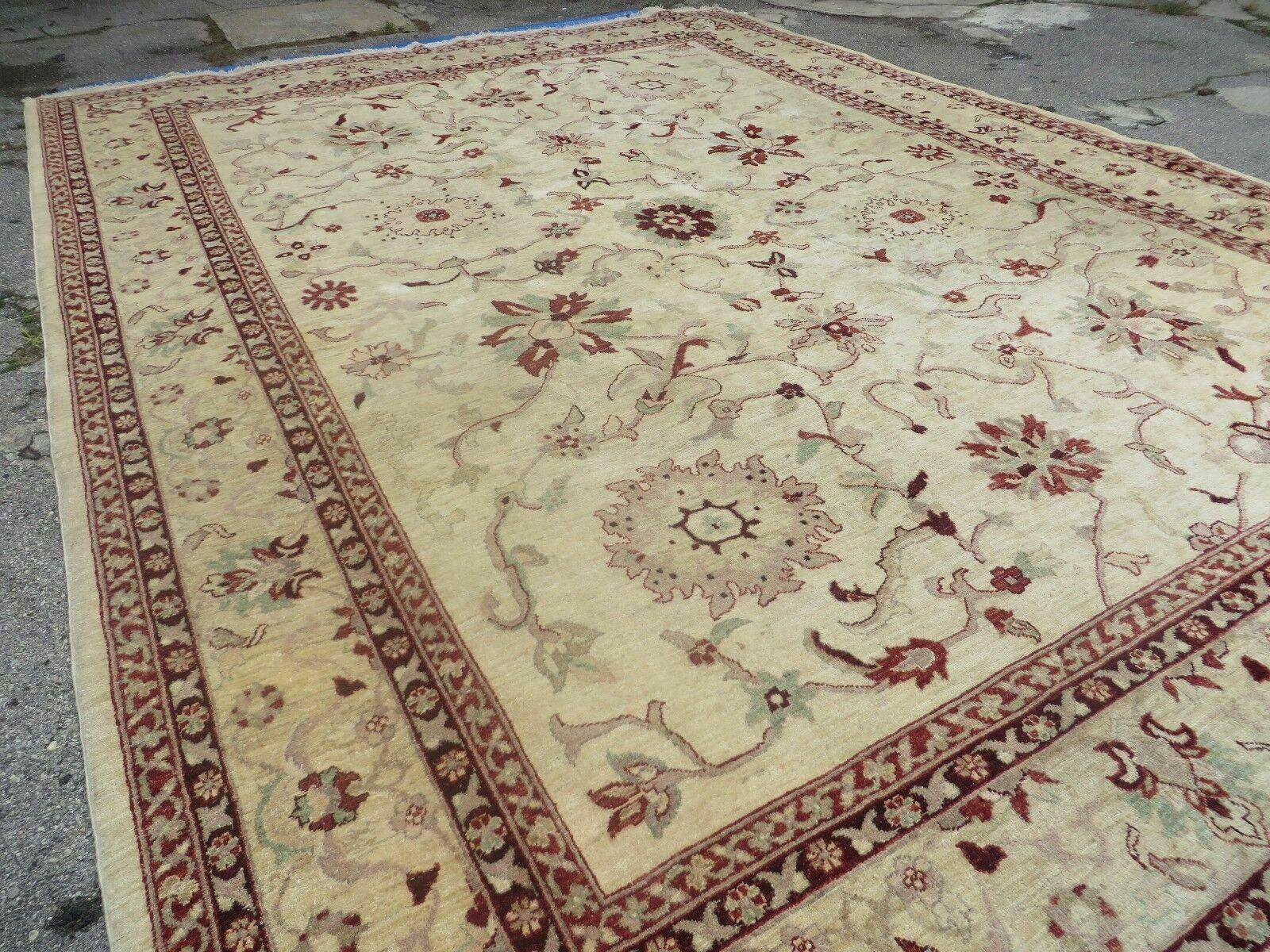 10' X 14' Vintage Hand Knotted Made Indian Agra Wool Rug Vegetable Dyes - Jewel Rugs