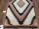 Antique Navajo Rug 3x5, Wool Handwoven Flatweave Navajo Territory Blanket, Collectible Navajo Blanket, Tribal Carpet, Diamond Pattern Ivory - Jewel Rugs