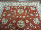 6' X 9' Vintage Fine Handmade Peshawar Agra Chobi Wool Rug Vegy Dye Tomato Nice - Jewel Rugs