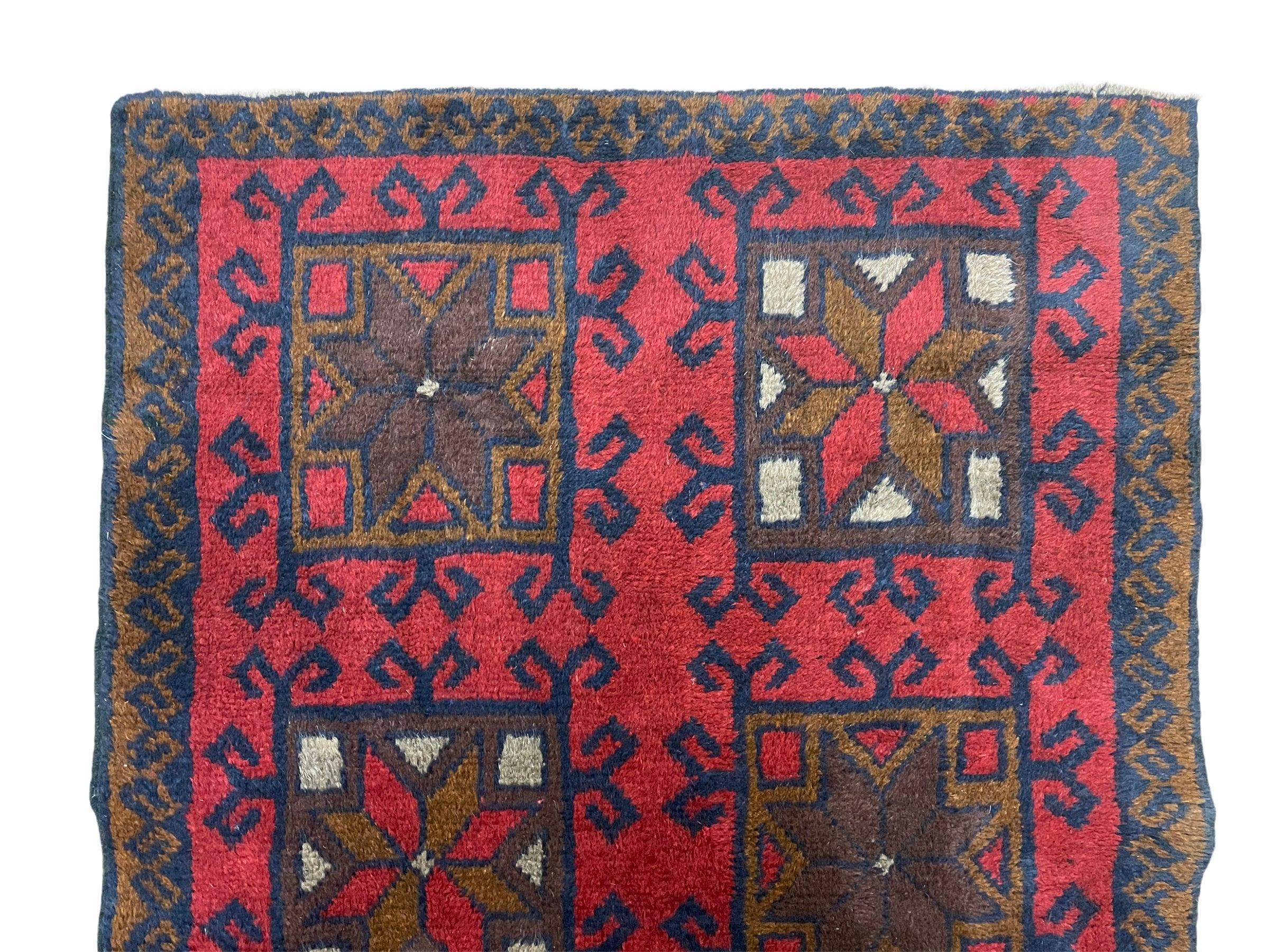 Baluch Rug 3x5 Baluchi Rug Afghani Rug Afghan Tribal Rug Handmade Afghan Rug Afghanistan Rug Red Blue Tribal Rug - Jewel Rugs