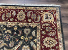 Pak Persian Mahal Rug 9x12, Allover Floral Pakistani Oriental Carpet 9 x 12, Wool Hand Knotted Area Rug, Dark Slate Gray-Black and Maroon - Jewel Rugs