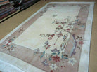 6' X 9' Vintage Hand Made CHINESE Art Deco 90 LINES Wool Rug Flowers Bird Nice - Jewel Rugs