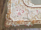 9' X 12' Handmade Aubusson Weave Needllepoint Flat Pile Wool Rug Beige Olive - Jewel Rugs