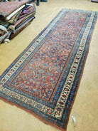 3' 8" X 11' Antique Handmade Turkish Wool Rug Veg Dye Runner Nice Rusted Red - Jewel Rugs