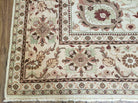 9' X 12' Handmade Indian Floral Wool Rug Hand Knotted Carpet Tea Washed Beige - Jewel Rugs