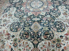 9' X 12' Vintage Fine Handmade Chinese Allover Oriental Wool Rug Ivory Black - Jewel Rugs