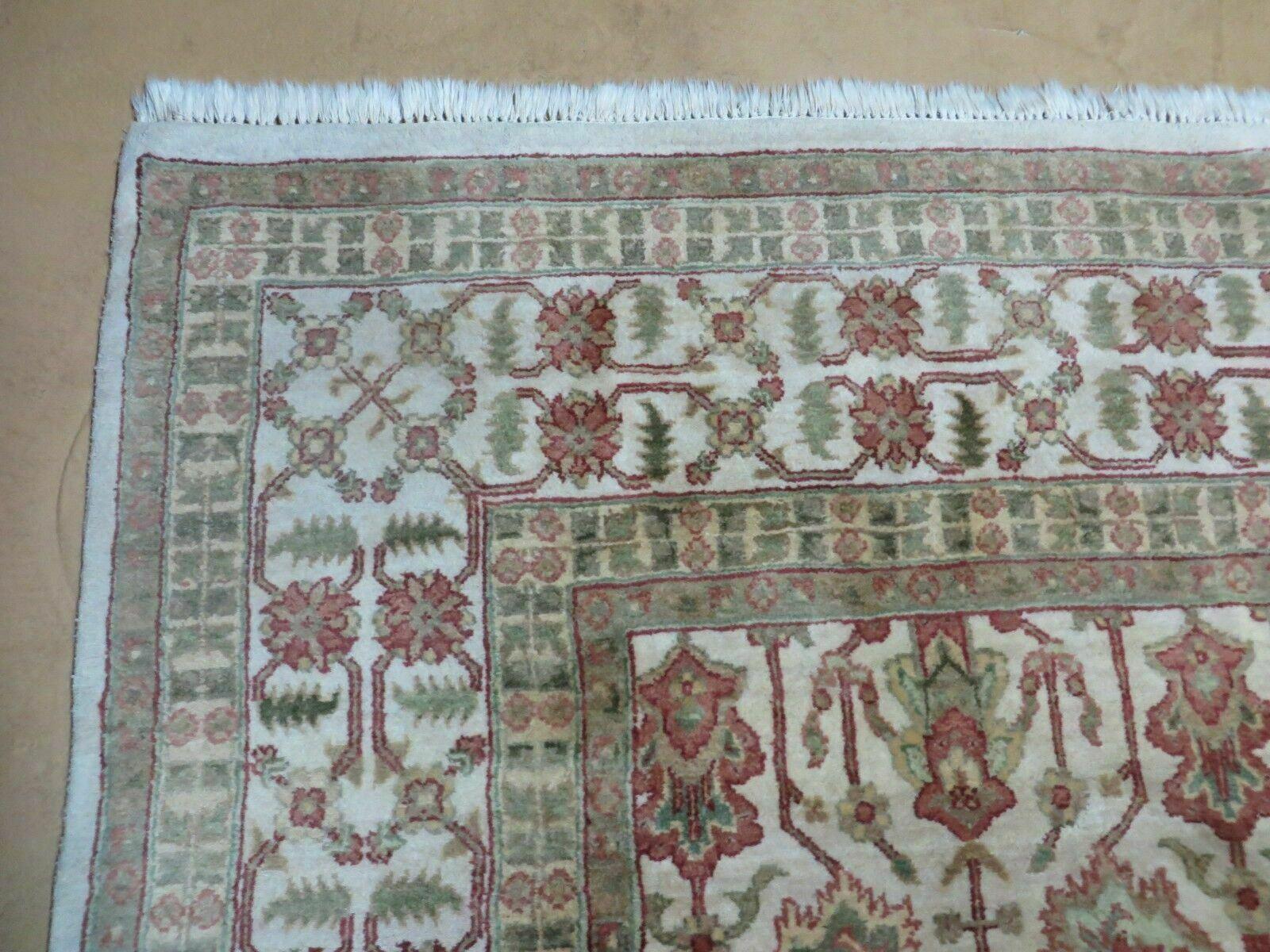 8' 5" X 12' Handmade India Agra Floral Oriental Wool Rug Tea Washed Carpet Nice - Jewel Rugs