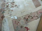 6' X 9' Vintage Hand Made CHINESE Art Deco 90 LINES Wool Rug Flowers Bird Nice - Jewel Rugs