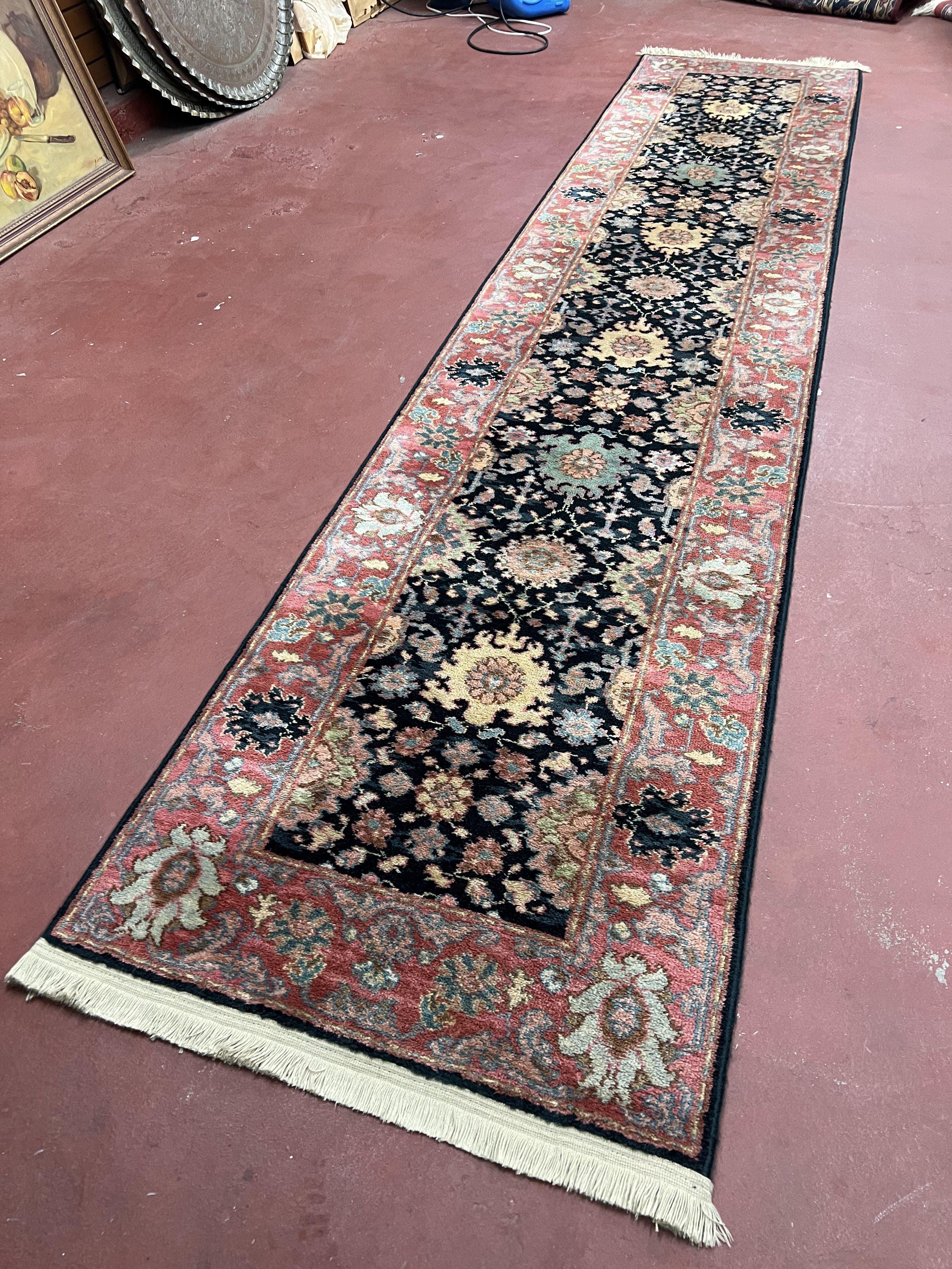 Vintage Karastan Runner Rug 2.6 x 12, Karastan Williamsburg Kurdish Pattern #559, 12ft Long Hallway Rug Wool - Jewel Rugs