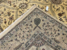 Indo Persian Mahal Rug 10x14, Wool Hand Knotted Oriental Carpet, Cream Floral Allover, Vintage Area Rug 10 x 14, Traditional Rug, Handmade - Jewel Rugs