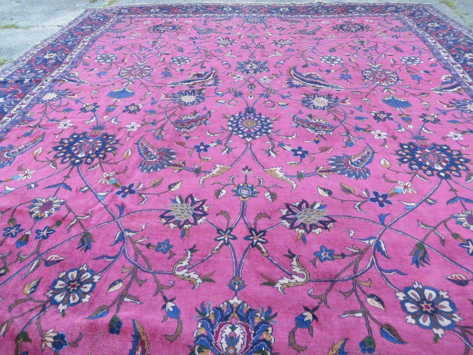 12' X 20' Antique Handmade India Wool Rug Fuchsia Purple Hand Knotted Nice - Jewel Rugs