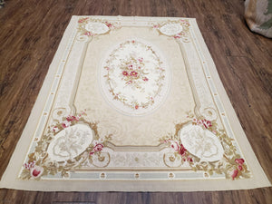 Vintage Chinese Aubusson Rug 4x6, Hand Woven Wool French European Aubusson Savonnerie Carpet, Traditional French Style, Elegant Handmade Rug - Jewel Rugs