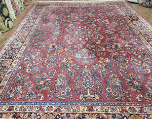 Vintage Karastan Rug Sarouk #785, Karastan 8.8 x 12 ft, Discontinued Karastan Rugs, Original 700 Series, Red Karastan Wool Carpet, Area Rug - Jewel Rugs