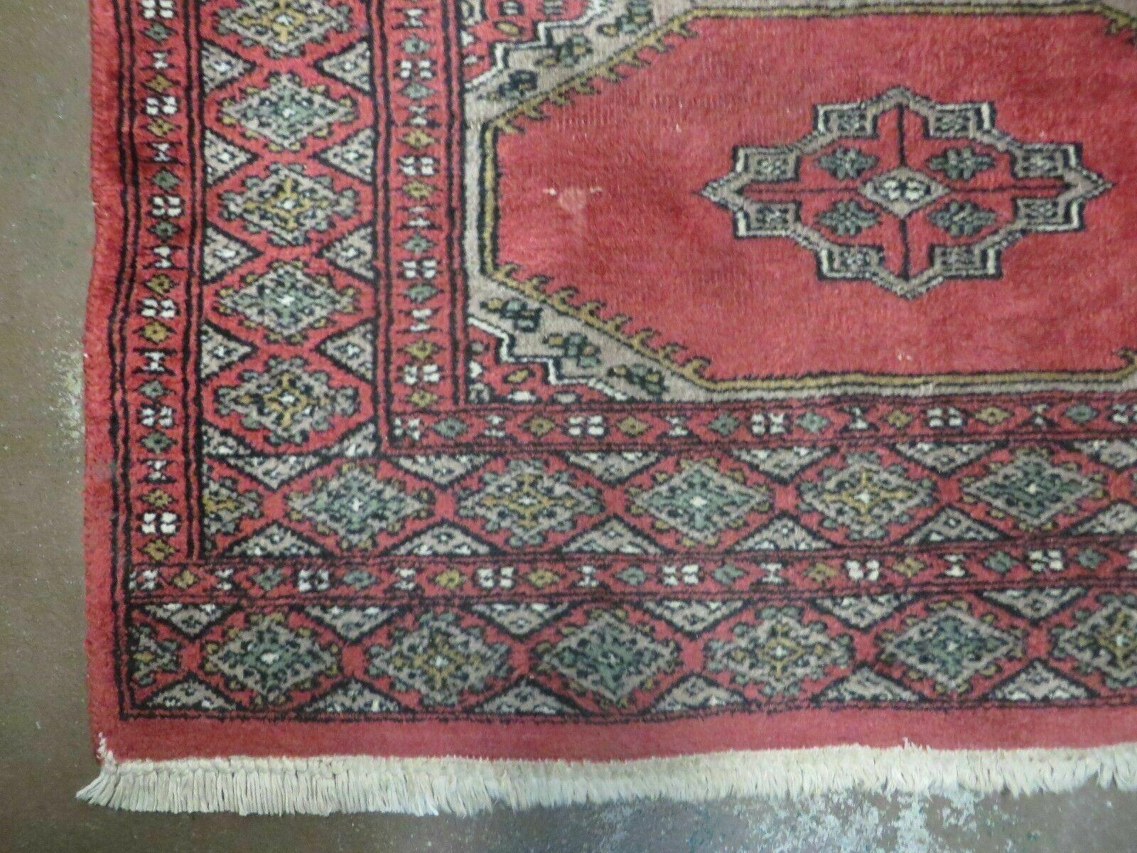 2' 7" X 4' Vintage Handmade Pakistan Turkoman Bokhara Wool Rug Organic Veg Dye - Jewel Rugs