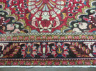 7' X 10' Antique Handmade Indian Agra Wool Rug Hand Knotted Vegetable Dyes Red - Jewel Rugs