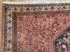 Semi Antique Persian Shiraz Rug, Red and Black, Hand-Knotted, Wool, 6'11" x 9'4" - Jewel Rugs