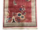 3' X 5' Vintage Handmade Art Deco Chinese Rug Wool Rug Peking Flower Floral Red - Jewel Rugs