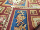 9x12 Aubusson Rug Brand New Bold Colors Blue Red Flat Weave Carpet Handmade Hand-Knotted Aubusson Weave French European Design Wool Area Rug - Jewel Rugs