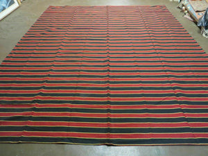 8' X 10' Indian South Western American Wool Blanket Kilim Rug Flat Weave Stripes - Jewel Rugs