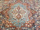 10' X 12' Vintage Handmade Persian Kashmar Animal Pictorial Wool Rug - Light Blue, Blue, and Red Carpet - Jewel Rugs