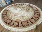 7' Vintage Round Handmade Indian Agra Wool Rug Tea Washed Veg Dyes Nice - Jewel Rugs