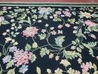 Large Needlepoint Rug, 10x14 Needlepoint, Black Rug, Allover Floral, New Needlepoint Rug, Flat Weave Rug 10 x 14, Chinese Aubusson Carpets - Jewel Rugs