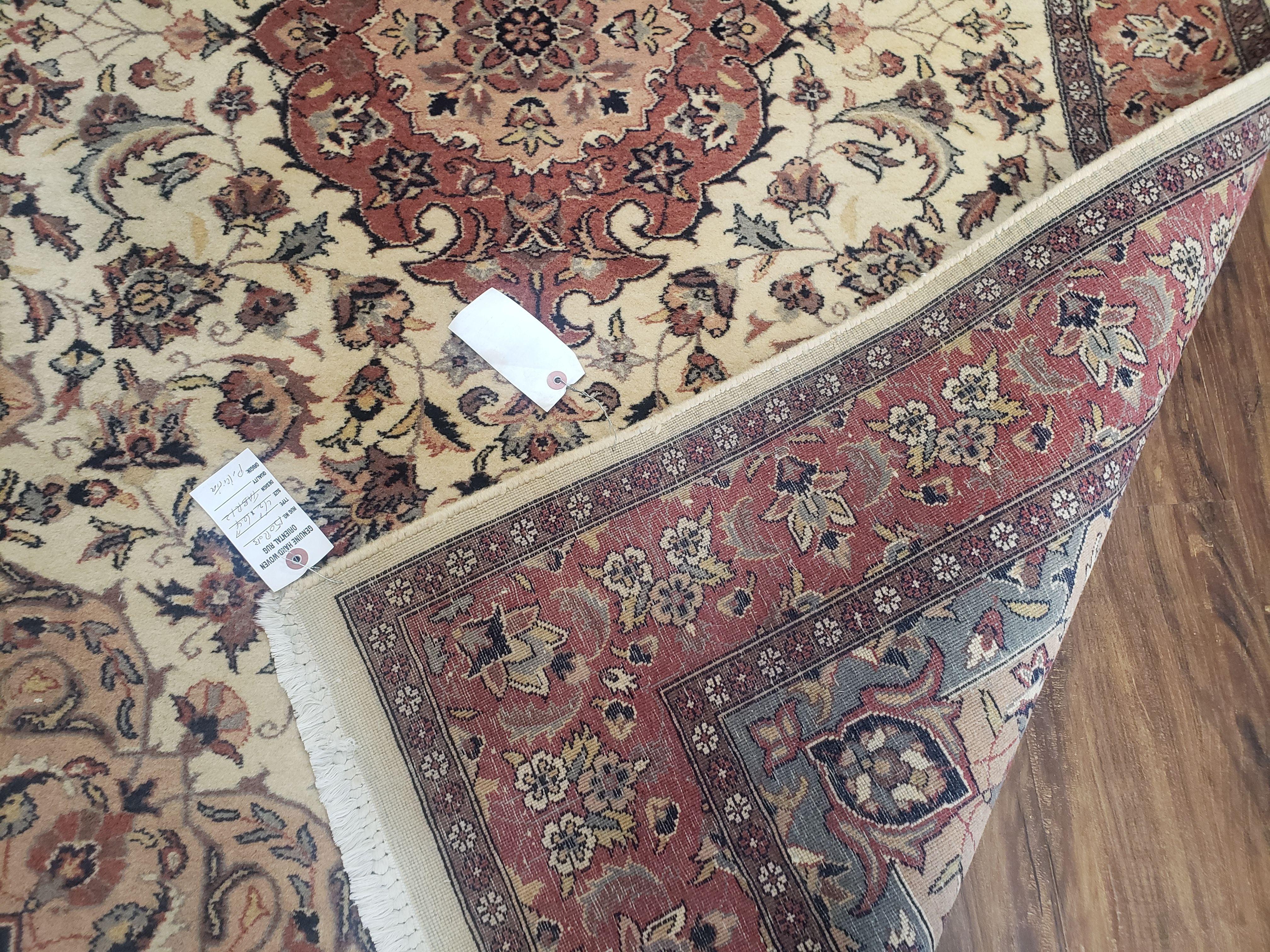 4x6 Handmade Top Quality Pakistani Floral Wool Rug Veg Dyes Carpet Beige Salmon - Jewel Rugs