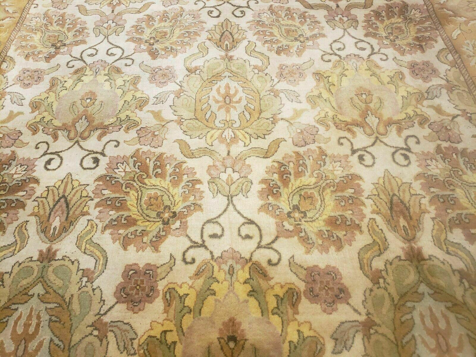 8' X 10' Handmade India Oushak Floral Wool Rug Flowers Beige Wow - Jewel Rugs