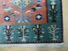 3' X 5' 7" Vintage Handmade Art Deco Chinese Wool Rug Nice Teal Salmon Nice - Jewel Rugs