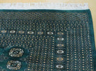 10' X 12' Handmade Pakistani Bokhara Turkoman Dark Green Wool Rug - Jewel Rugs