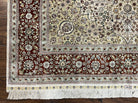 Stunning Silk Turkish Hereke Rug 5x8, Very Fine Hand Knotted Silk Carpet, Floral Allover, Vintage Silk on Silk Rug, Cream Gold Maroon, Nice - Jewel Rugs