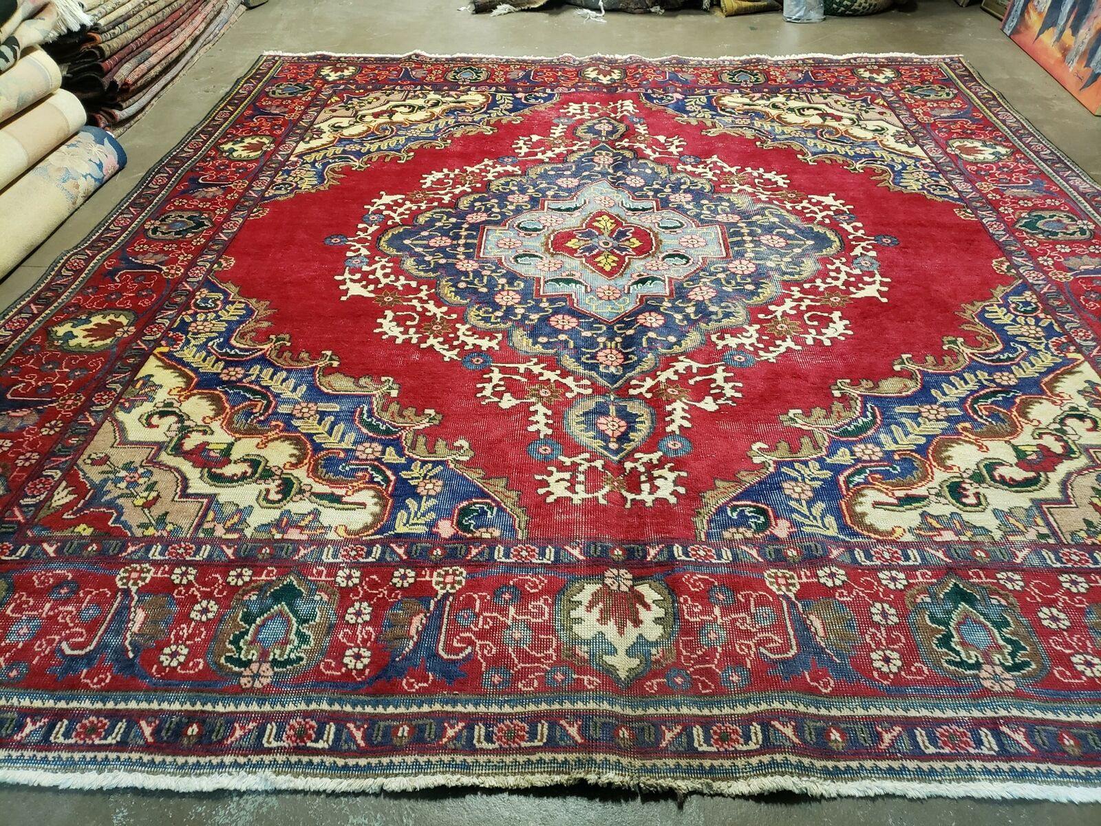 10' X 10' Antique Handmade Turkish Wool Rug Carpet Red Square Nice - Jewel Rugs