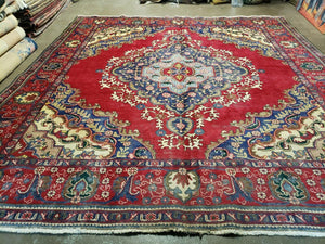 10' X 10' Antique Handmade Turkish Wool Rug Carpet Red Square Nice - Jewel Rugs