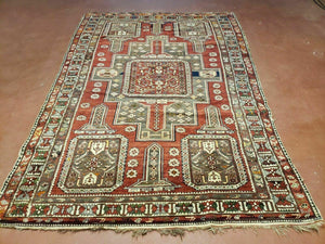 5' X 7' Antique Handmade Caucasian Shirvan Wool Rug Carpet Detailed Boho Bohemian Interior Home Style - Jewel Rugs