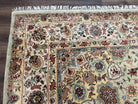 Large Oriental Rug 10x14, Persian Design Carpet 10 x 14, Vintage Hand-Tufted Wool Rug, Floral Medallion, Pastel Green Ivory Light Yellow - Jewel Rugs