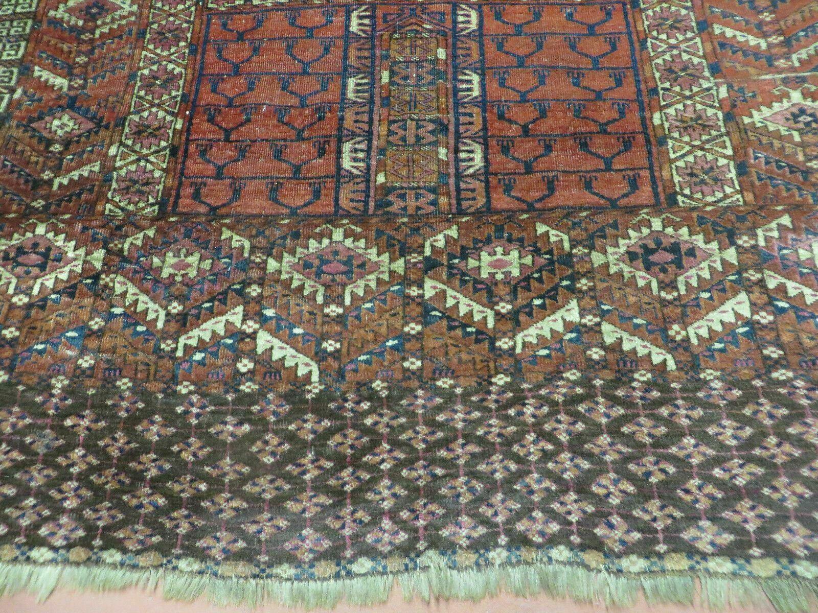 4' X 5' Antique Handmade Fine Tekkeh Turkoman Engsi Hatchli 4 Seasons Wool Rug - Jewel Rugs